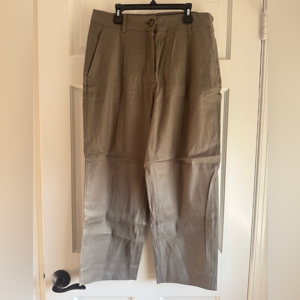 NWOT The Reset Linen Blend Wide Leg Trousers Taupe Size M